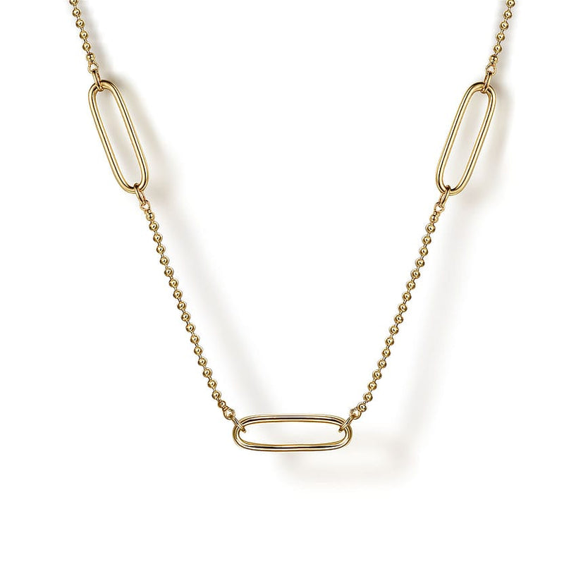 14K Yellow Plain Gold Bujukan and Link Station Necklace - NK7804Y4JJJ-Gabriel & Co.-Renee Taylor Gallery