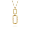 14K Yellow Plain Gold Diamond Cut Link Pendant Necklace - NK7825Y4JJJ-Gabriel & Co.-Renee Taylor Gallery