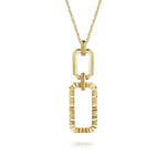 14K Yellow Plain Gold Diamond Cut Link Pendant Necklace - NK7825Y4JJJ-Gabriel & Co.-Renee Taylor Gallery
