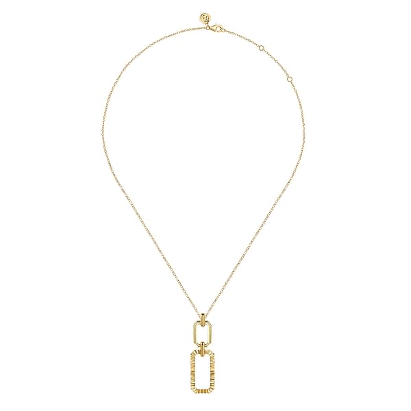 14K Yellow Plain Gold Diamond Cut Link Pendant Necklace - NK7825Y4JJJ-Gabriel & Co.-Renee Taylor Gallery