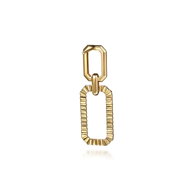 14K Yellow Plain Gold Diamond Cut Link Stud Drop Earrings - EG15346Y4JJJ-Gabriel & Co.-Renee Taylor Gallery