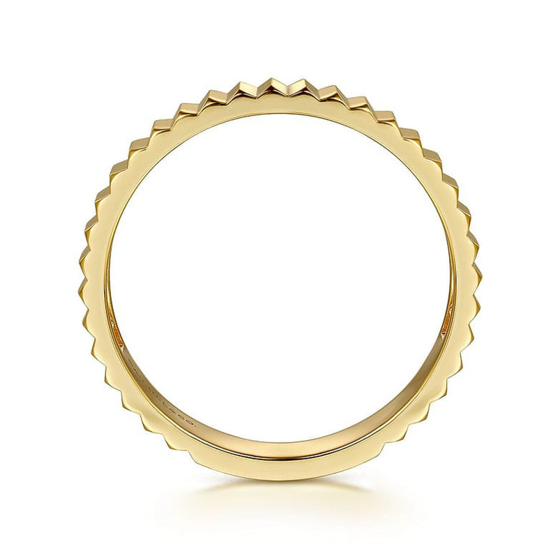 14K Yellow Plain Gold Diamond Cut Stackable Ring - LR52664Y4JJJ-Gabriel & Co.-Renee Taylor Gallery