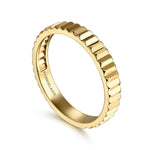 14K Yellow Plain Gold Diamond Cut Stackable Ring - LR52664Y4JJJ-Gabriel & Co.-Renee Taylor Gallery