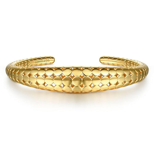 14K Yellow Plain Gold Graduating Cuff Bracelet - BG5128-6Y4JJ-Gabriel & Co.-Renee Taylor Gallery