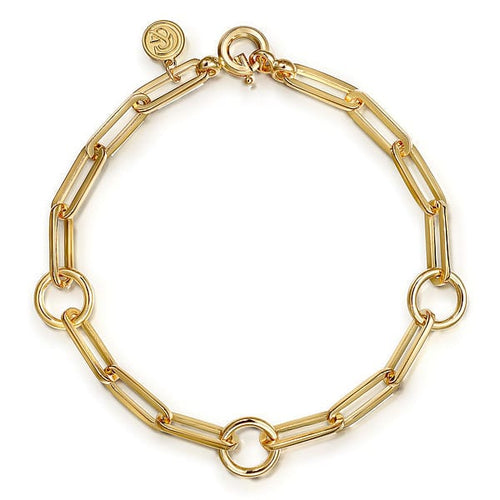 14K Yellow Plain Gold Link Chain Bracelet - TB5065Y4JJJ-Gabriel & Co.-Renee Taylor Gallery