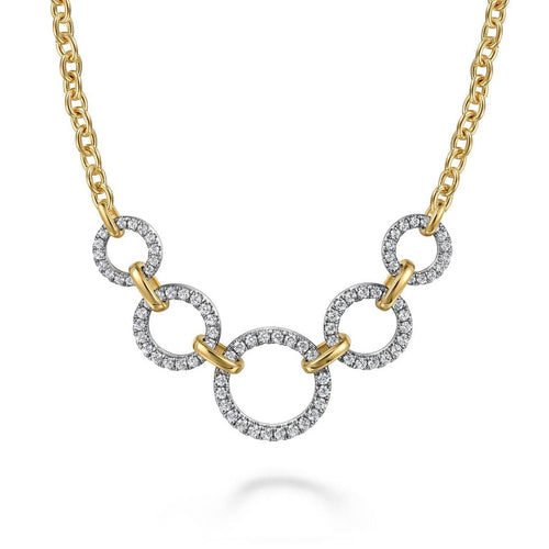 14K Yellow-White Diamond Circles Chain Necklace – NK7567M45JJ-Gabriel & Co.-Renee Taylor Gallery