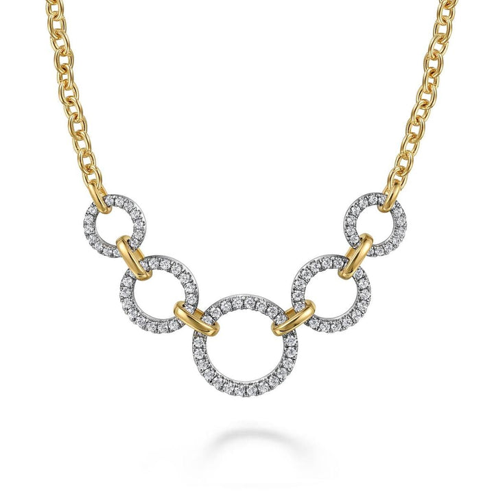 14K Yellow-White Diamond Circles Chain Necklace – NK7567M45JJ-Gabriel & Co.-Renee Taylor Gallery