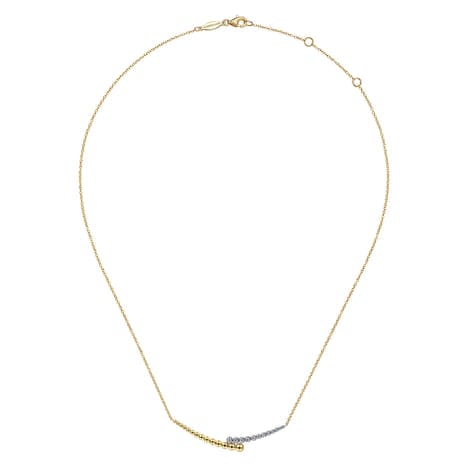 14K Yellow & White Gold Diamond Pavé and Bujukan Curved Bar Necklace - NK6362M45JJ-Gabriel & Co.-Renee Taylor Gallery