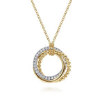 14K Yellow-White Gold Bujukan Diamond Interlocking Circles Pendant Necklace - NK6360M45JJ-Gabriel & Co.-Renee Taylor Gallery