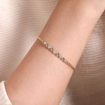 14K Yellow & White Gold Bujukan Cuff Bracelet with Pavé Diamond Stations - BG4362-62M45JJ-Gabriel & Co.-Renee Taylor Gallery