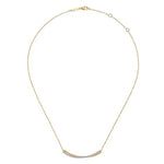 14K Yellow & White Gold Bujukan and Diamond Pavé Curved Bar Necklace - NK6367M45JJ-Gabriel & Co.-Renee Taylor Gallery