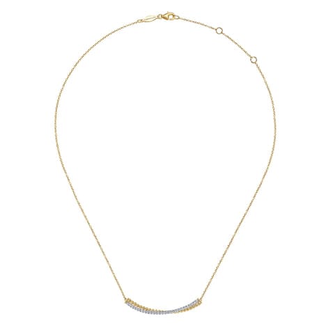 14K Yellow & White Gold Bujukan and Diamond Pavé Curved Bar Necklace - NK6367M45JJ-Gabriel & Co.-Renee Taylor Gallery