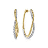 14K Yellow-White Gold Twisted 35mm Classic Diamond Hoop Earrings - EG13947M45JJ-Gabriel & Co.-Renee Taylor Gallery