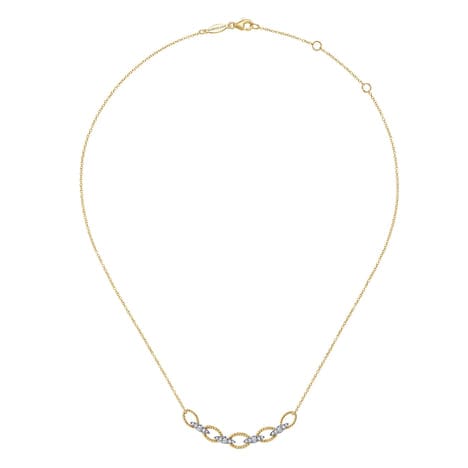 14K Yellow & White Gold Twisted Rope Oval Link Necklace with Diamond Connectors - NK6063M45JJ-Gabriel & Co.-Renee Taylor Gallery