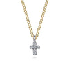 14K Yellow and White Gold Diamond Cross Pendant Necklace - NK7437M45JJ-Gabriel & Co.-Renee Taylor Gallery