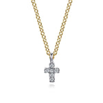 14K Yellow and White Gold Diamond Cross Pendant Necklace - NK7437M45JJ-Gabriel & Co.-Renee Taylor Gallery