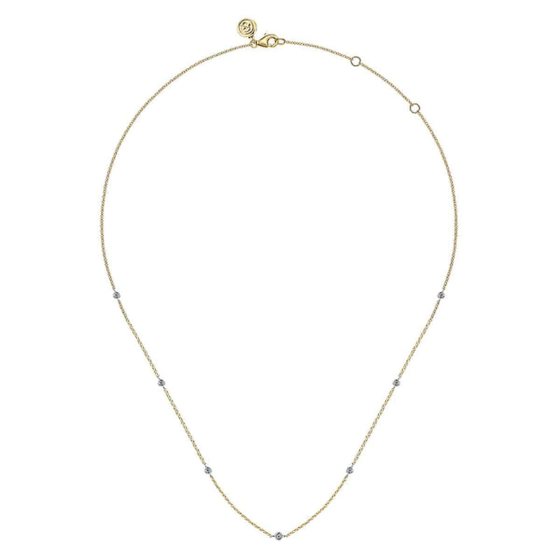 14K Yellow and White Gold Diamond Station Necklace - NK7435M45JJ-Gabriel & Co.-Renee Taylor Gallery