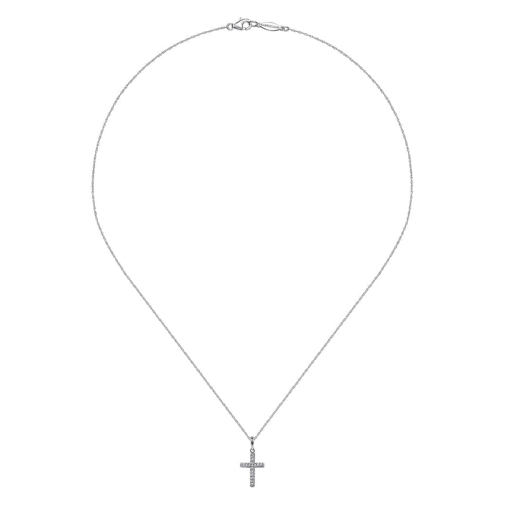 14K White Gold Classic Diamond Cross Necklace - NK2237W45JJ-Gabriel & Co.-Renee Taylor Gallery