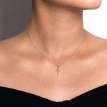 14K White Gold Classic Diamond Cross Necklace - NK2237W45JJ-Gabriel & Co.-Renee Taylor Gallery
