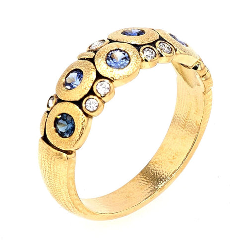 18K Candy Blue Mix Sapphire Dome Ring - R-122SAA-Alex Sepkus-Renee Taylor Gallery