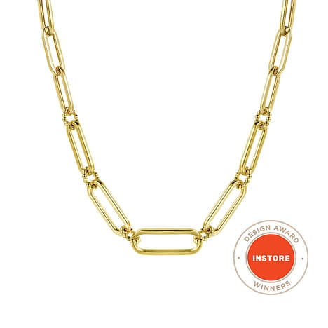 14K Yellow Casted Gold Bujukan Ball Link and Hollow Paperclip Link Chain Necklace - NK7133-17Y4JJJ-Gabriel & Co.-Renee Taylor Gallery