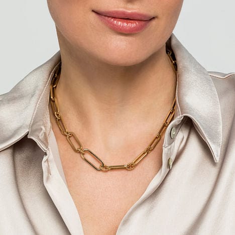 14K Yellow Casted Gold Bujukan Ball Link and Hollow Paperclip Link Chain Necklace - NK7133-17Y4JJJ-Gabriel & Co.-Renee Taylor Gallery