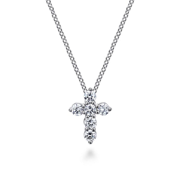 14K White Gold Diamond Cross Pendant Necklace - NK2665W45JJ-Gabriel & Co.-Renee Taylor Gallery