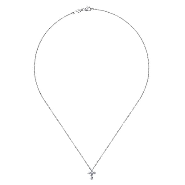 14K White Gold Diamond Cross Pendant Necklace - NK2665W45JJ-Gabriel & Co.-Renee Taylor Gallery
