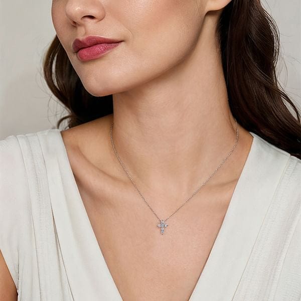 14K White Gold Diamond Cross Pendant Necklace - NK2665W45JJ-Gabriel & Co.-Renee Taylor Gallery