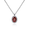 14K White Gold Garnet and Diamond Halo Drop Necklace 18" - NK647W45GN-Gabriel & Co.-Renee Taylor Gallery