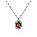 14K White Gold Garnet and Diamond Halo Drop Necklace 18" - NK647W45GN-Gabriel & Co.-Renee Taylor Gallery