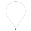 14K White Gold Garnet and Diamond Halo Drop Necklace 18" - NK647W45GN-Gabriel & Co.-Renee Taylor Gallery