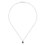 14K White Gold Garnet and Diamond Halo Drop Necklace 18" - NK647W45GN-Gabriel & Co.-Renee Taylor Gallery