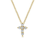 14K Yellow Gold Diamond Cross Pendant Necklace - NK2664Y44JJ-Gabriel & Co.-Renee Taylor Gallery