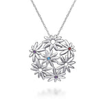 18 inch 925 Sterling Silver Floral Blue Topaz, Garnet & Amethyst Pendant Necklace - NK3750SVJMC-Gabriel & Co.-Renee Taylor Gallery