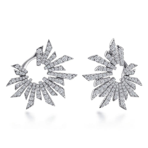 18K White Gold Bursting Diamond Open Circle Bypass Earrings – EG13903W84JJ-Gabriel & Co.-Renee Taylor Gallery