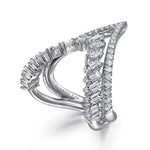 18K White Gold Diamond Baguette and Round Chevron Statement Ring – LR51820W84JJ-Gabriel & Co.-Renee Taylor Gallery