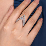 18K White Gold Diamond Baguette and Round Chevron Statement Ring – LR51820W84JJ-Gabriel & Co.-Renee Taylor Gallery