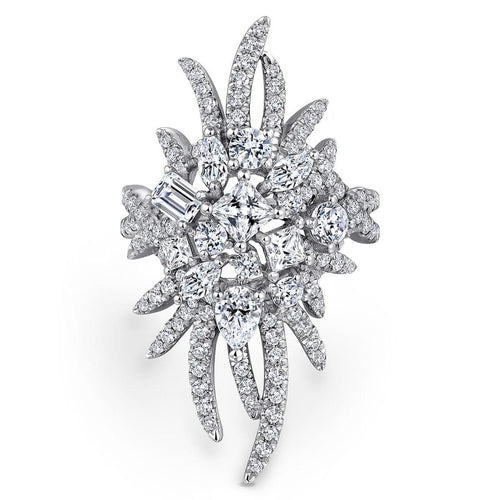 18K White Gold Diamond Pave Oval Sunburst Statement Ring – LR51398W84JJ-Gabriel & Co.-Renee Taylor Gallery