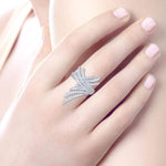 18K White Gold Intersecting Diamond Statement Ring – LR51195W84JJ-Gabriel & Co.-Renee Taylor Gallery