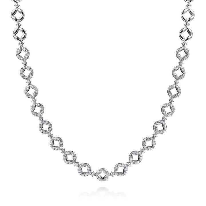 18K White Gold Round Link Diamond Necklace – NK6692W84JJ-Gabriel & Co.-Renee Taylor Gallery