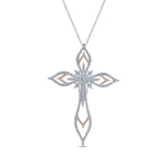 18K White-Rose Gold Openwork Diamond Cross Pendant Necklace – NK4981T84JJ-Gabriel & Co.-Renee Taylor Gallery