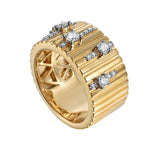18K Yellow Gold Contemporary Diamond Station Wide Band Ring – LR52058Y84JJ-Gabriel & Co.-Renee Taylor Gallery