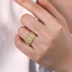 18K Yellow Gold Contemporary Diamond Station Wide Band Ring – LR52058Y84JJ-Gabriel & Co.-Renee Taylor Gallery