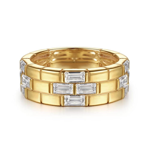18K Yellow Gold Rectangle Diamond Wide Band Ring – LR52846Y83JJ-Gabriel & Co.-Renee Taylor Gallery
