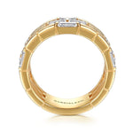 18K Yellow Gold Rectangle Diamond Wide Band Ring – LR52846Y83JJ-Gabriel & Co.-Renee Taylor Gallery