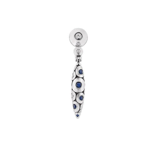 Platinum Blue Sapphire & Diamond "Shark" Earrings - E-234PDS-Alex Sepkus-Renee Taylor Gallery