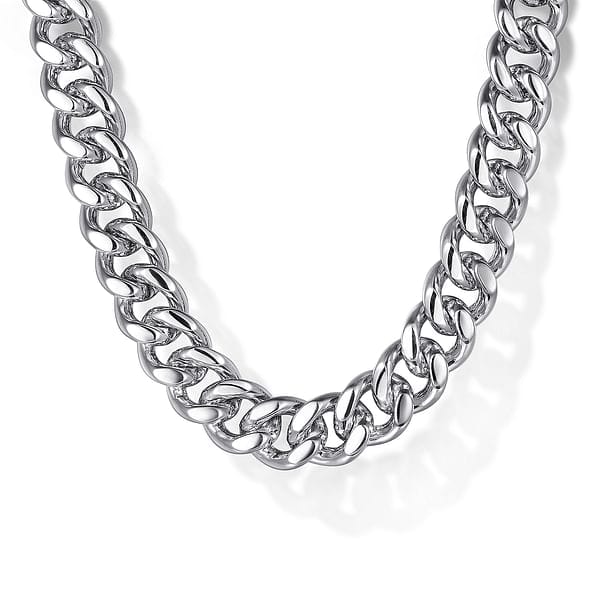 925 Sterling Silver Solid Men's Diamond Cut Cuban Link Chain Necklace 7mm- NKM2075-Gabriel & Co.-Renee Taylor Gallery