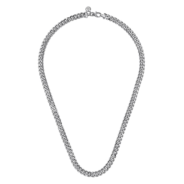 925 Sterling Silver Solid Men's Diamond Cut Cuban Link Chain Necklace 7mm- NKM2075-Gabriel & Co.-Renee Taylor Gallery
