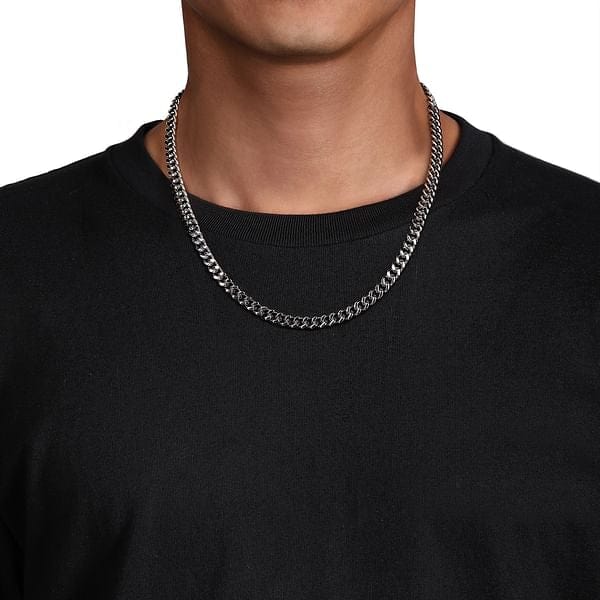 925 Sterling Silver Solid Men's Diamond Cut Cuban Link Chain Necklace 7mm- NKM2075-Gabriel & Co.-Renee Taylor Gallery